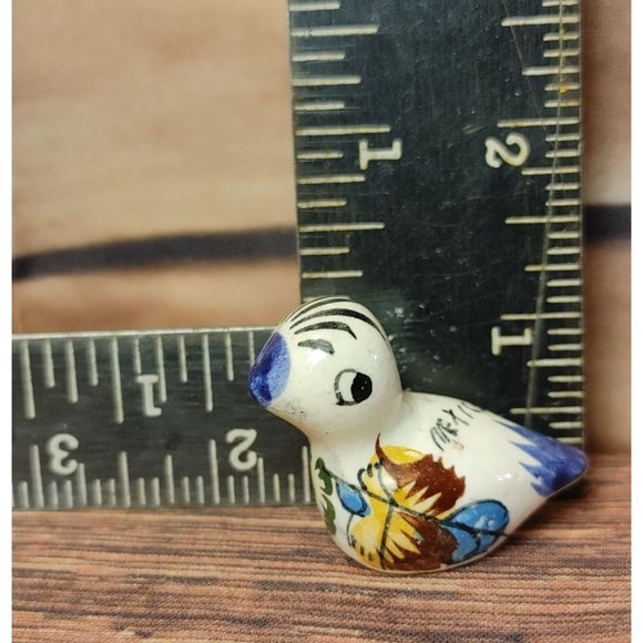 Vintage Mini Mexican Pottery Handpainted Duck Figure 1" Tall - Picture 2 of 3